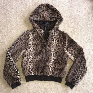 H&M cheetah faux fur jacket